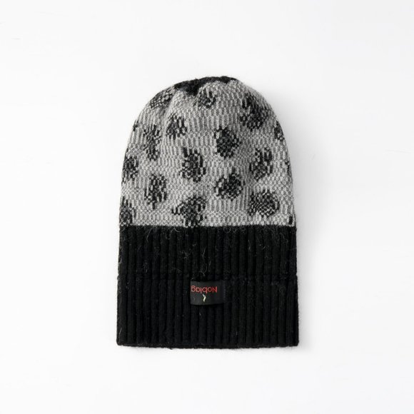 Noblag Black Cheetah Print Beanie Genuine Raccoon Fur For Men & Women - Picture 2 of 2